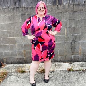 Chico's pink geometric pattern body con dress
